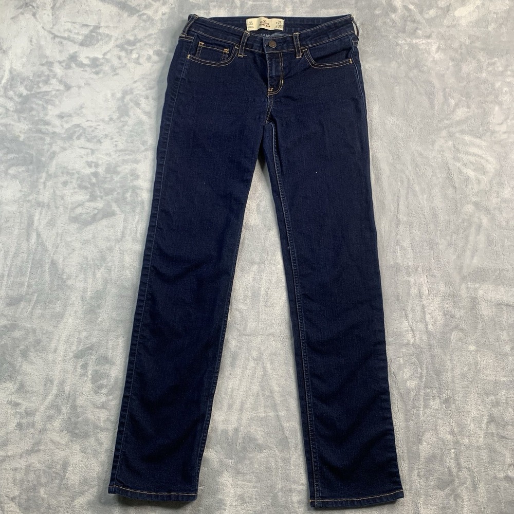 Hollister Women's Skinny Jean Low Rise Size 3S W26 L30 Dark Wash Blue
